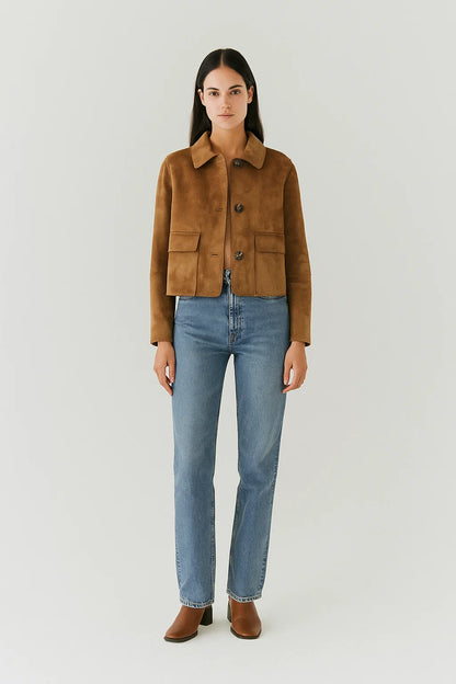 Veste Courte | Effet Suédine | Parfaite Pour Un Look Vintage Et Tendance