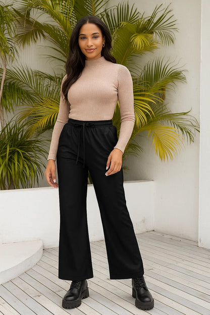 Pantalon Femme | Taille Haute Et Finition Lisse | Idéal Pour Un Look Élégant Et Moderne