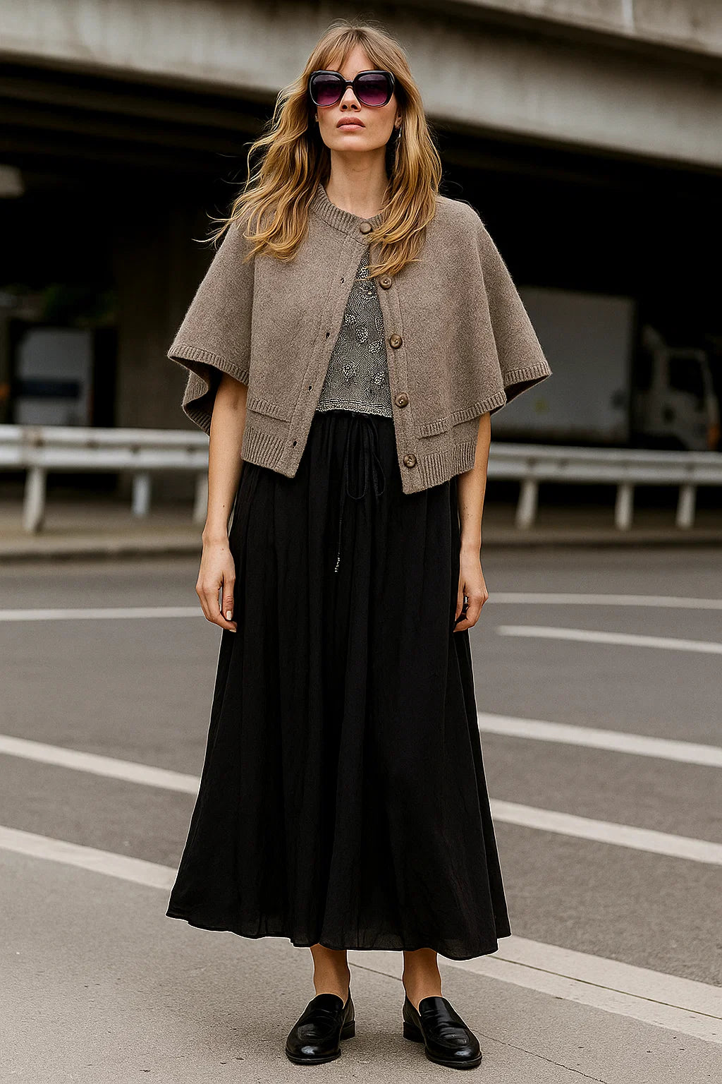 Cape Maille Femme | Élégante Et Chaude | Idéale Pour Les Looks D’Automne Et D’Hiver