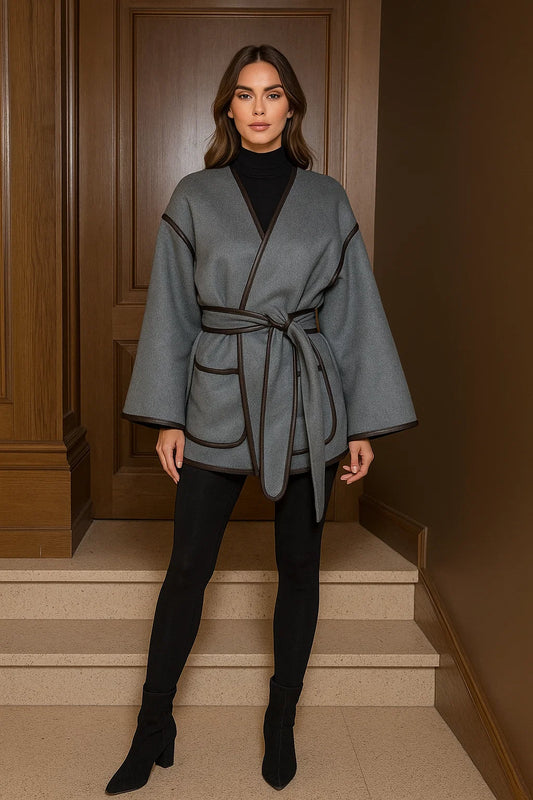Veste Kimono Femme | Coupe Ample Et Ceinturée | Idéale Pour Un Look Minimaliste Et Élégant