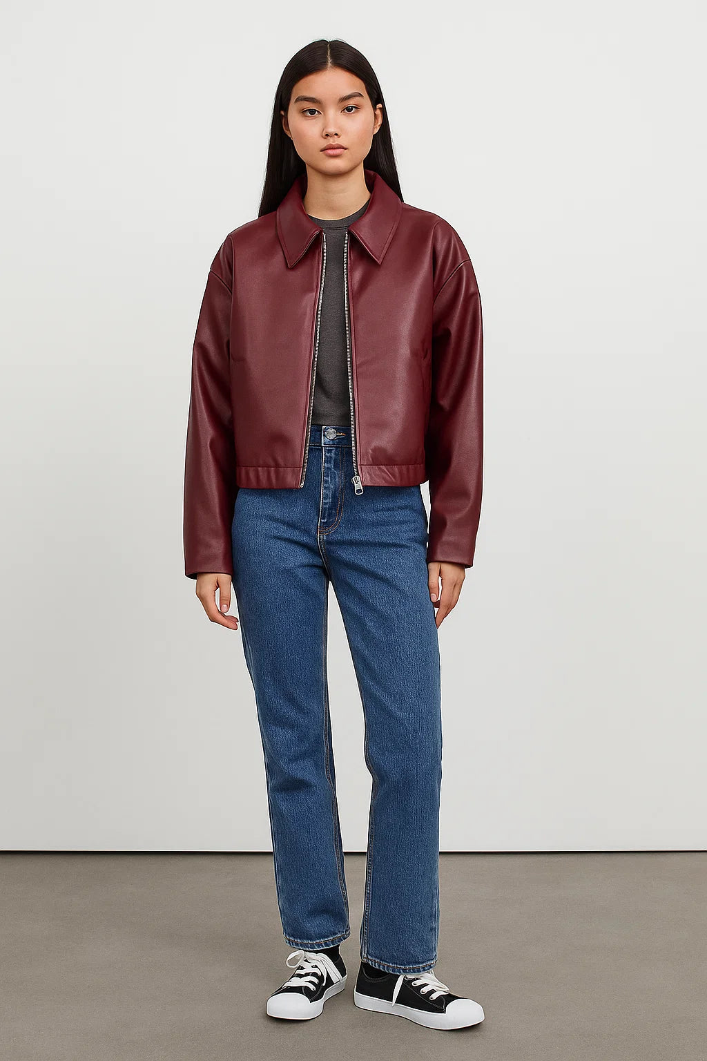 Veste Effet Cuir Femme | Coupe Courte Et Moderne | Parfaite Pour Un Look Urbain Et Tendance