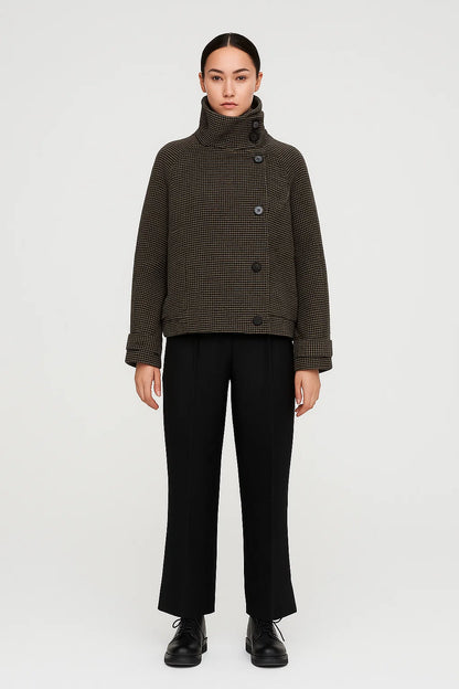 Veste Courte Femme | Motif Subtil Et Col Montant | Idéale Pour La Mi-Saison Et L’Hiver