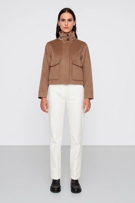 Veste Courte Femme | Mélange Laine Et Polyester | Élégante Avec Col Montant Pour L’Hiver