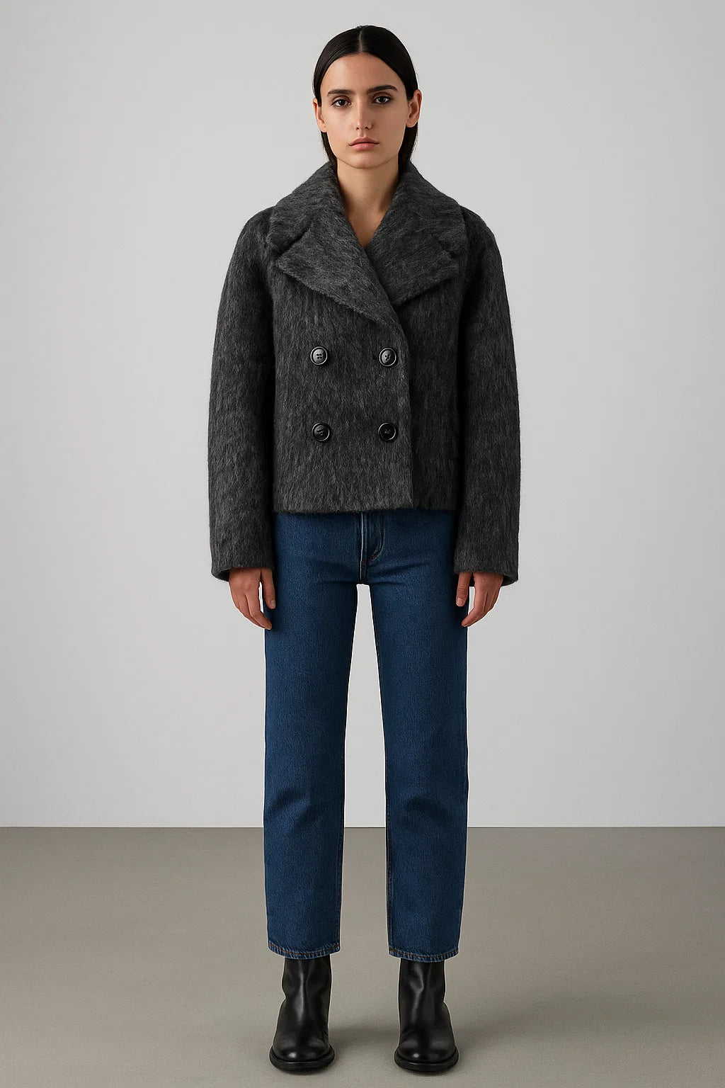 Veste Courte Femme | Coupe Droite Et Col À Revers | Chaude Et Élégante Pour L’Hiver