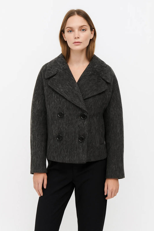 Veste Courte Femme | Coupe Droite Et Col À Revers | Chaude Et Élégante Pour L’Hiver