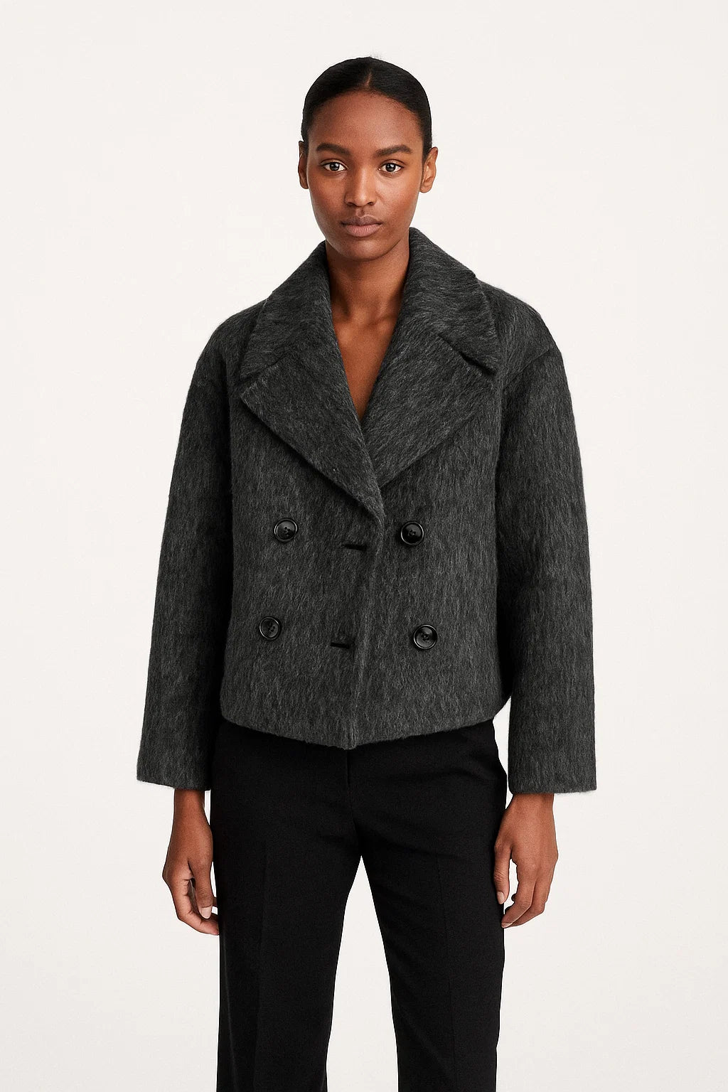 Veste Courte Femme | Coupe Droite Et Col À Revers | Chaude Et Élégante Pour L’Hiver