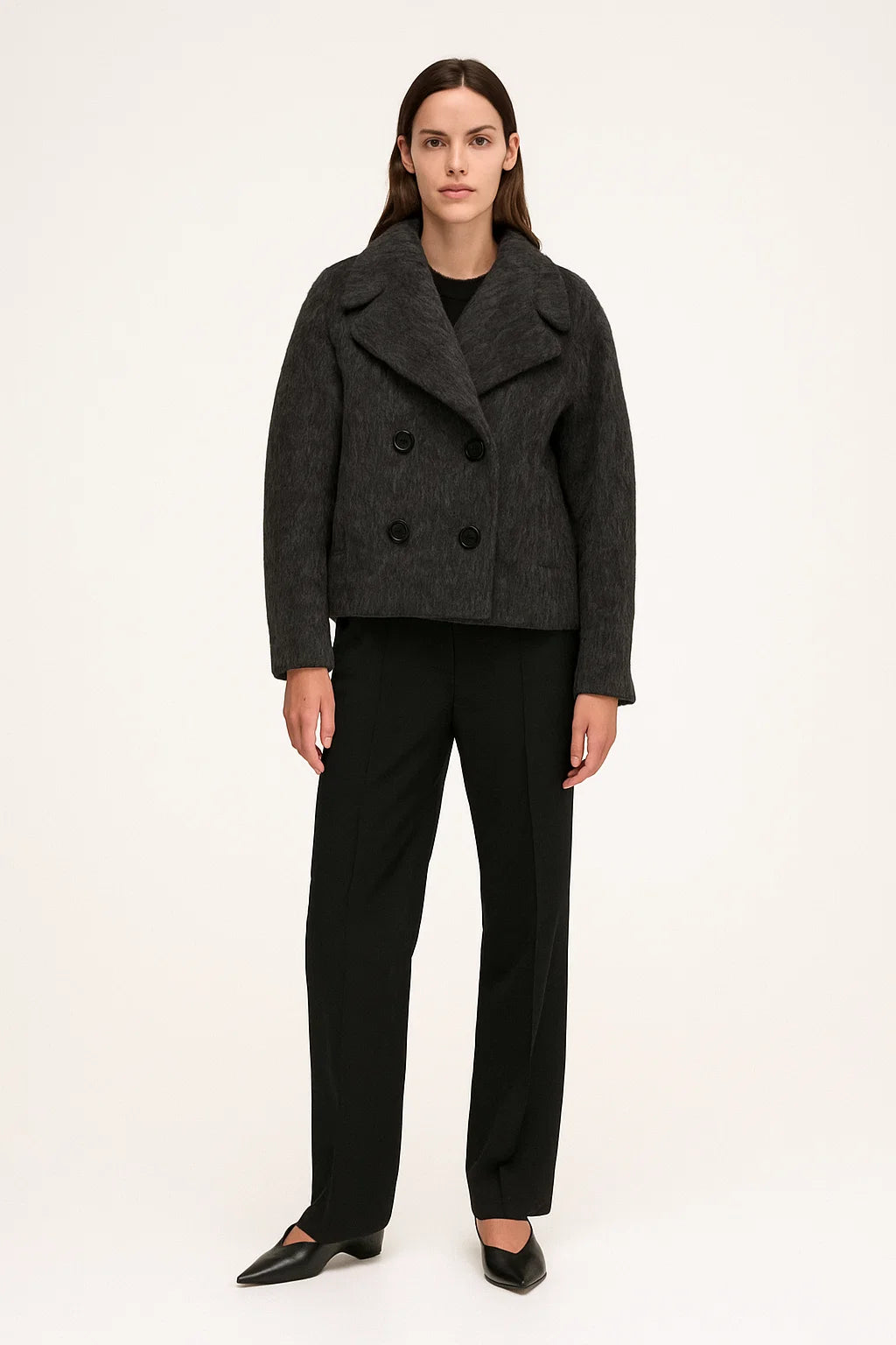 Veste Courte Femme | Coupe Droite Et Col À Revers | Chaude Et Élégante Pour L’Hiver