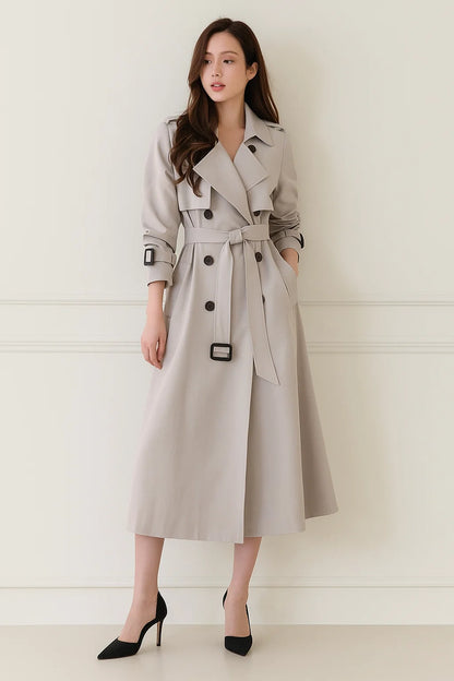 Trench Long Femme | Élégant Et Structuré | Parfait Pour Un Look Audacieux En Mi-Saison