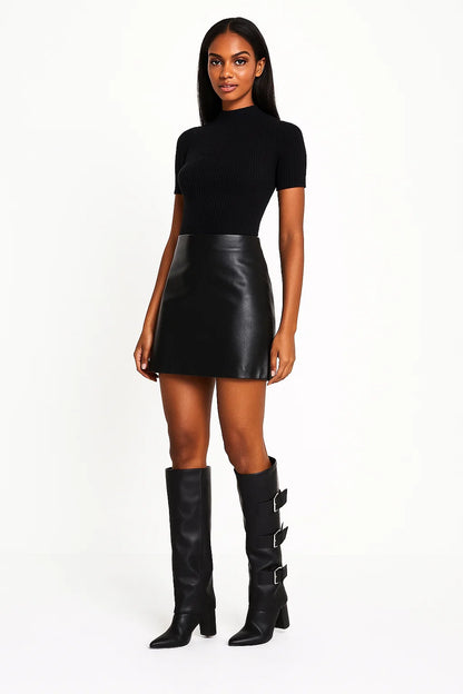 Bottes Hautes Femme | Cuir Végan Avec Boucles | Idéales Pour Un Look Structuré Et Tendance En Hiver