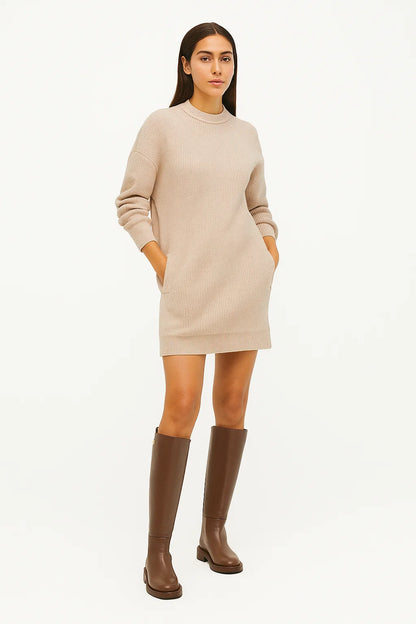 Bottes Hautes Femme | Cuir Marron Lisse Et Semelle Plate | Style Classique Pour L’Hiver