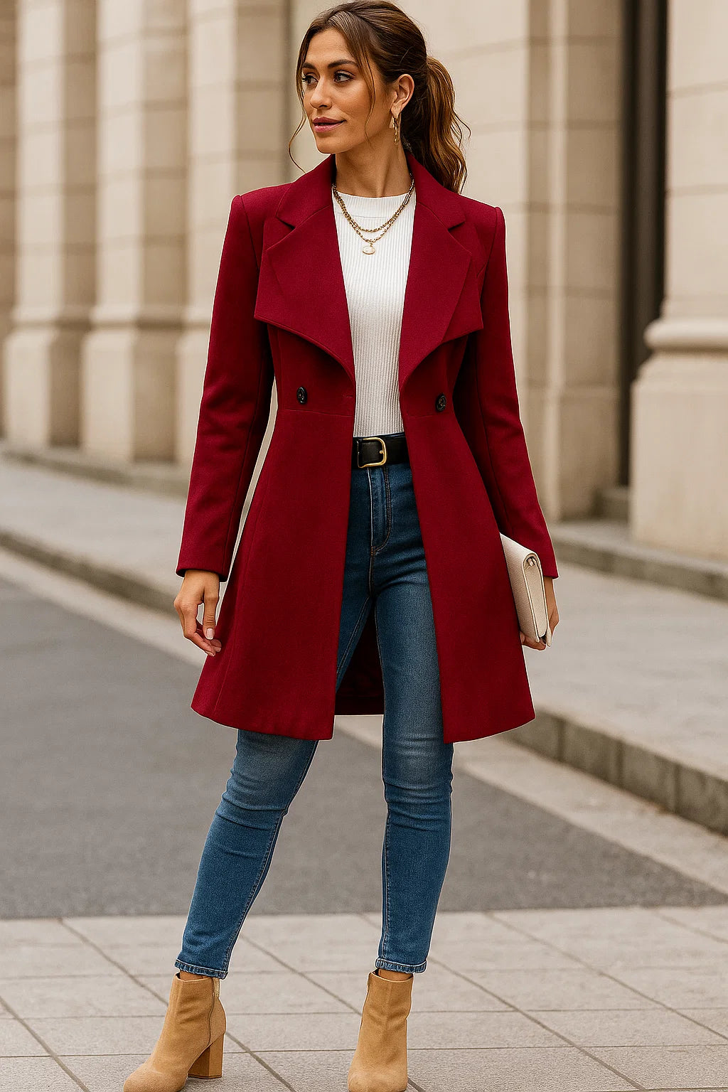 Manteau Court Femme | Laine | Moderne Et Élégant | Pour Le Quotidien En Hiver