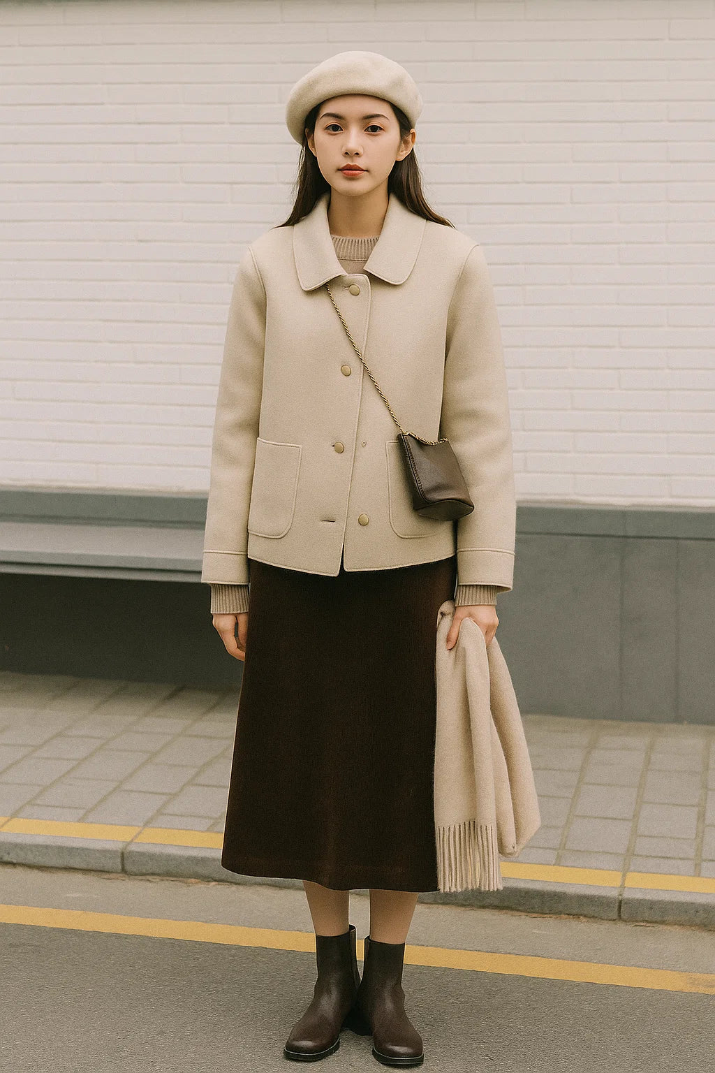 Manteau Court Femme | Laine | Élégant Et Minimaliste | Pour Le Quotidien En Automne-Hiver