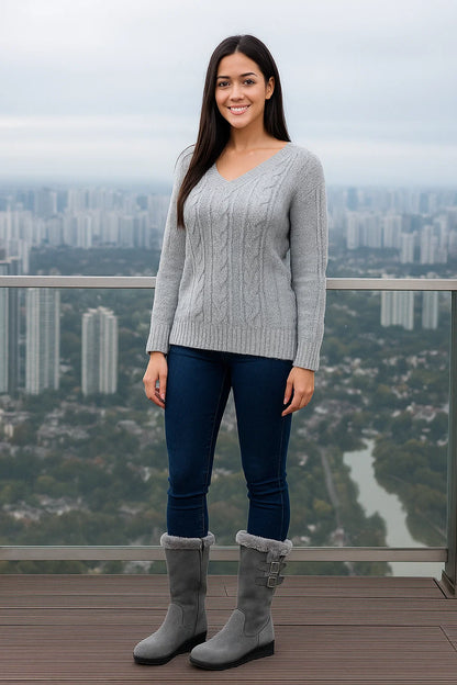 Bottes Femme | Mi-Mollet Fourrées | Chaudes Et Confortables | Pour L’Hiver Et Les Balades Extérieures