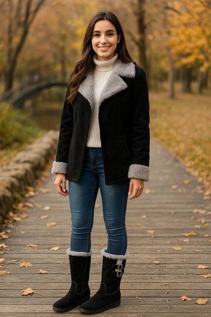 Bottes Femme | Mi-Mollet Fourrées | Chaudes Et Confortables | Pour L’Hiver Et Les Balades Extérieures