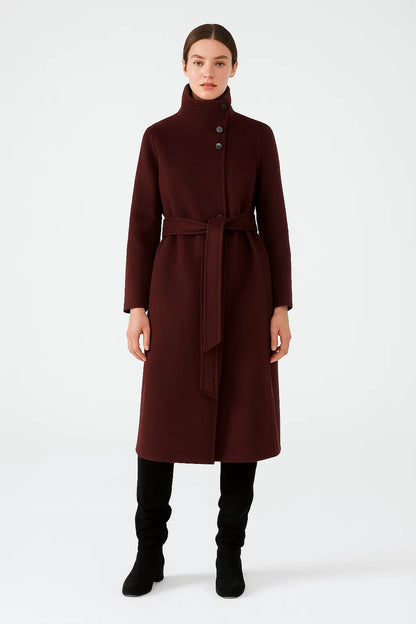 Manteau Femme | En Laine Mélangée Et Ceinturé | Élégant Et Structuré Pour L’Hiver