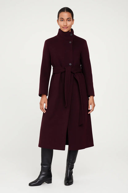 Manteau Femme | En Laine Mélangée Et Ceinturé | Élégant Et Structuré Pour L’Hiver