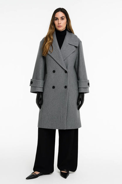 Manteau Femme | Double Boutonnage Et Coupe Oversize | Élégant Et Structuré Pour L’Hiver