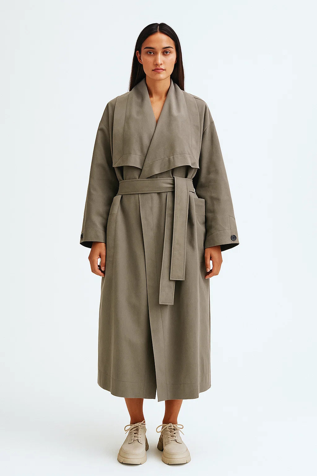 Manteau Femme | Long Et Fluide | En Coton Biologique Et Polyamide Recyclé