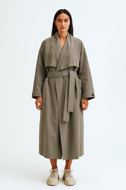 Manteau Femme | Long Et Fluide | En Coton Biologique Et Polyamide Recyclé