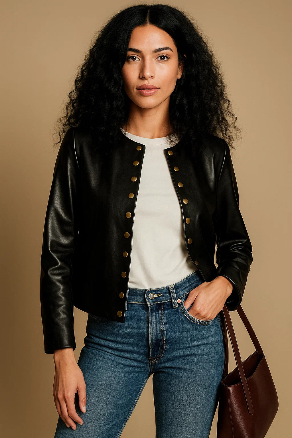 Veste En Cuir De Chèvre | Élégante Et Moderne | Idéale Pour Les Soirées Ou Le Bureau