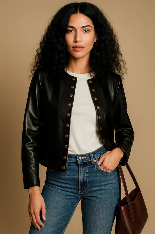 Veste En Cuir De Chèvre | Élégante Et Moderne | Idéale Pour Les Soirées Ou Le Bureau