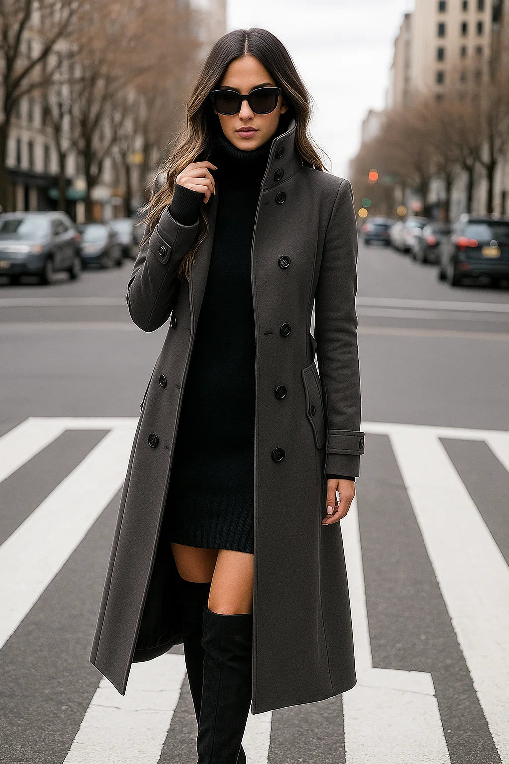 Manteau Long Structuré À Boutons | Élégant Et Citadin | Idéal Pour L’Hiver Ou Le Bureau