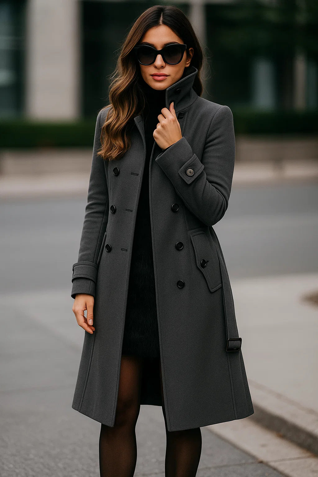 Manteau Long Structuré À Boutons | Élégant Et Citadin | Idéal Pour L’Hiver Ou Le Bureau