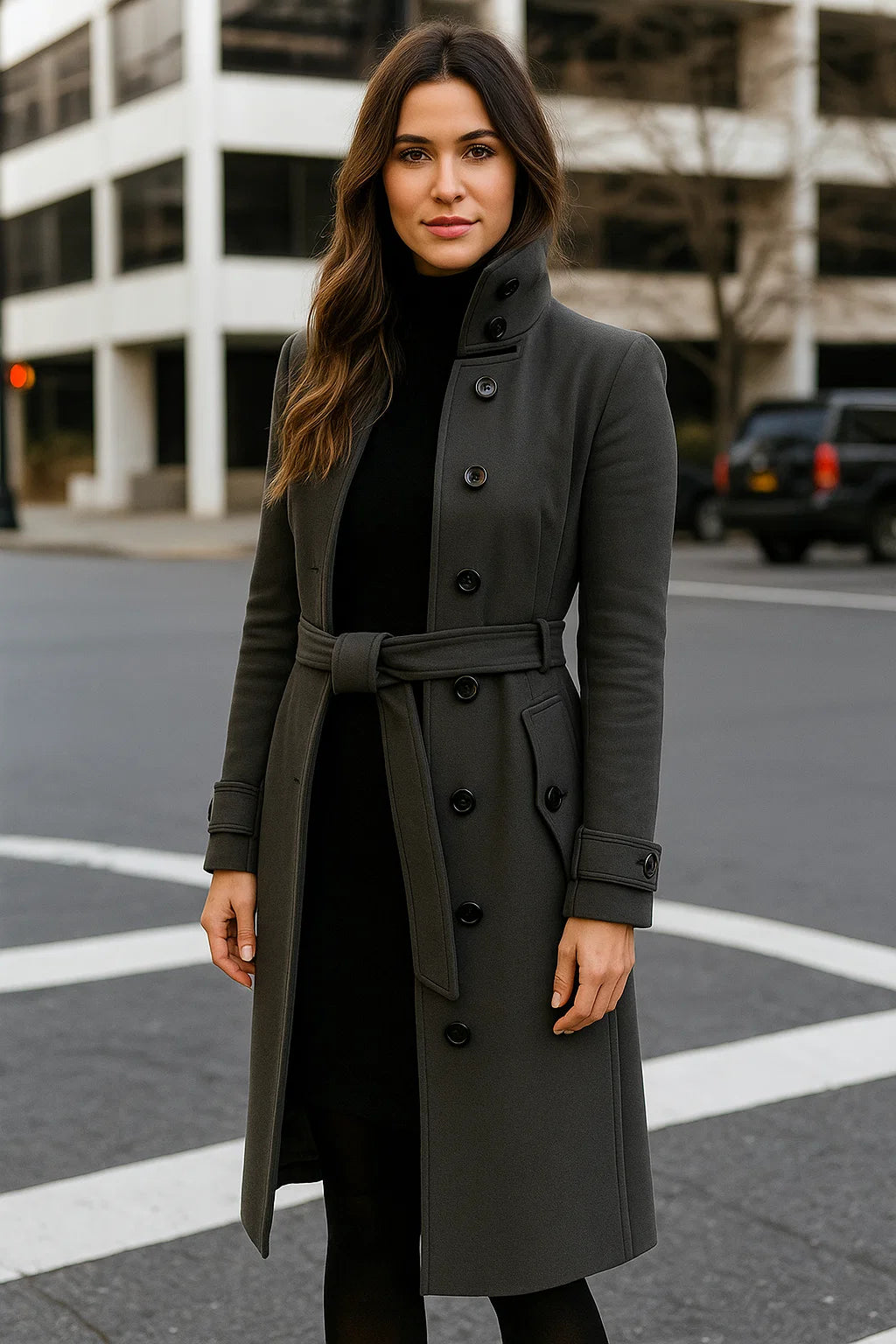 Manteau Long Structuré À Boutons | Élégant Et Citadin | Idéal Pour L’Hiver Ou Le Bureau