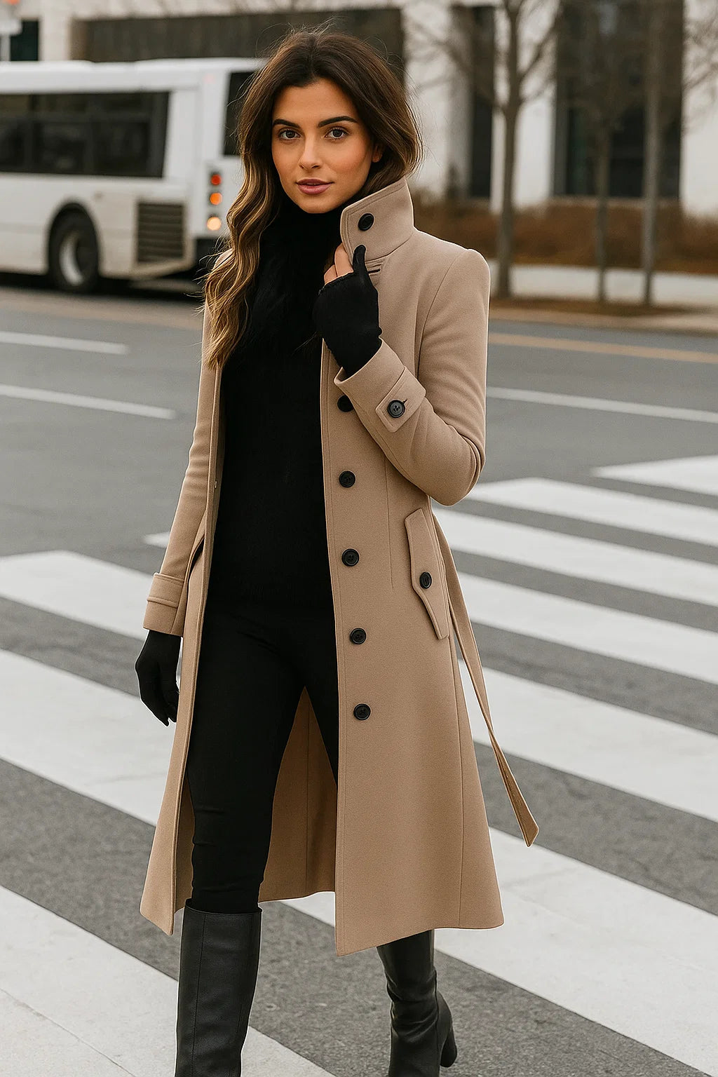 Manteau Long Structuré À Boutons | Élégant Et Citadin | Idéal Pour L’Hiver Ou Le Bureau