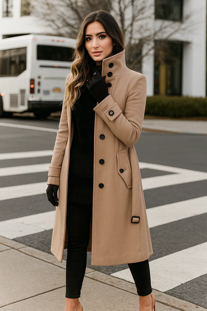 Manteau Long Structuré À Boutons | Élégant Et Citadin | Idéal Pour L’Hiver Ou Le Bureau