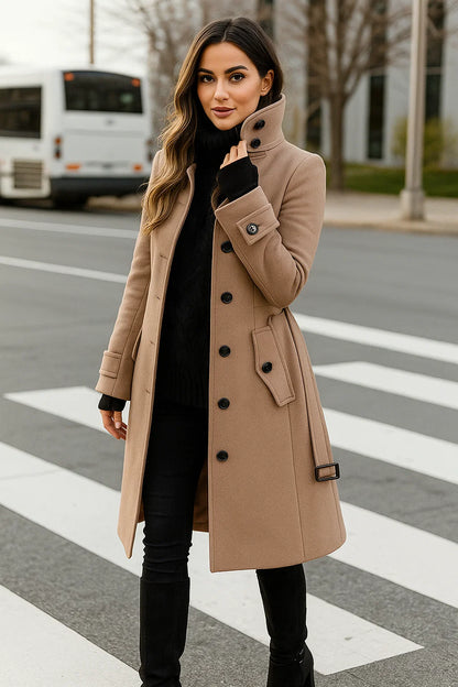 Manteau Long Structuré À Boutons | Élégant Et Citadin | Idéal Pour L’Hiver Ou Le Bureau