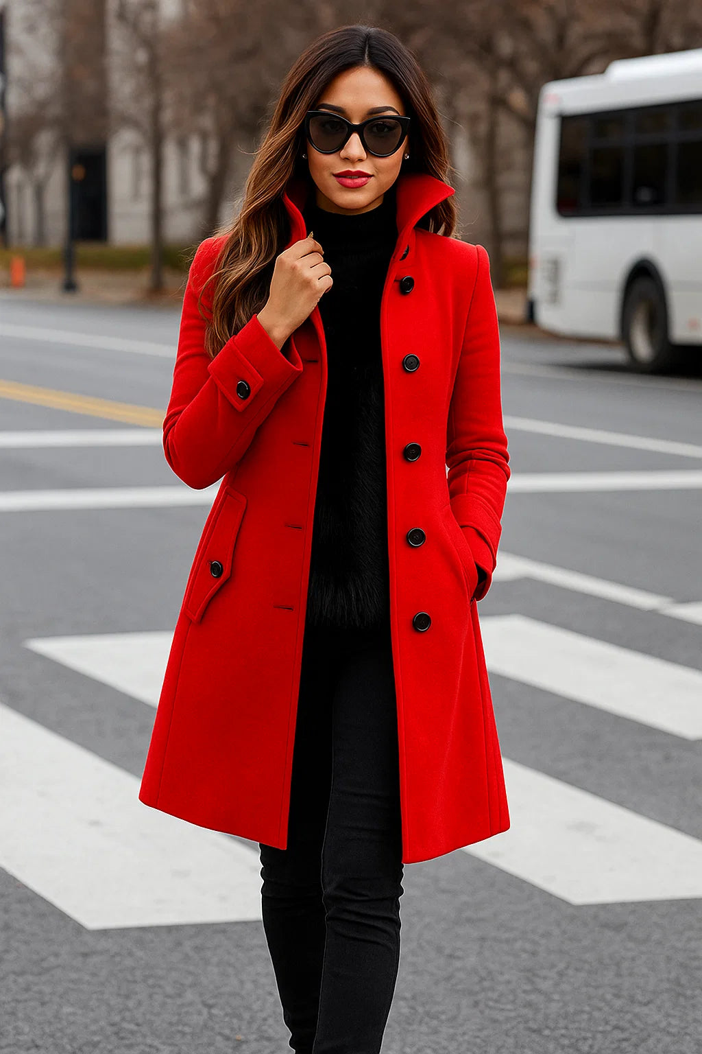 Manteau Long Structuré À Boutons | Élégant Et Citadin | Idéal Pour L’Hiver Ou Le Bureau