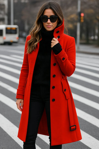 Manteau Long Structuré À Boutons | Élégant Et Citadin | Idéal Pour L’Hiver Ou Le Bureau