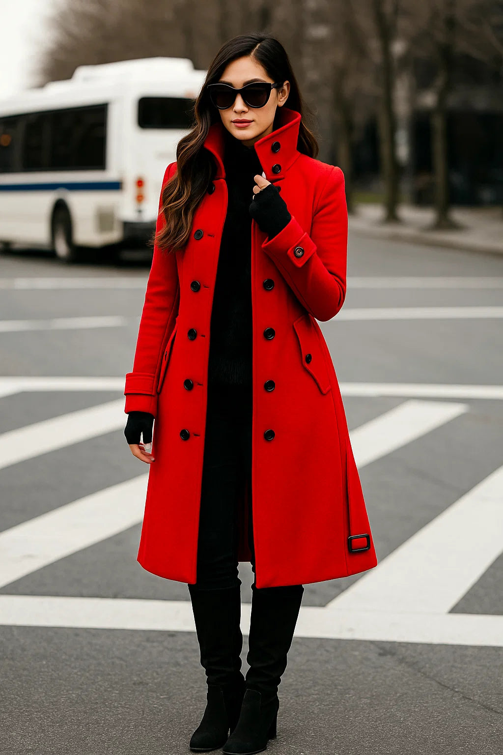 Manteau Long Structuré À Boutons | Élégant Et Citadin | Idéal Pour L’Hiver Ou Le Bureau