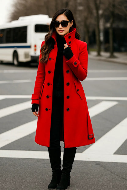 Manteau Long Structuré À Boutons | Élégant Et Citadin | Idéal Pour L’Hiver Ou Le Bureau