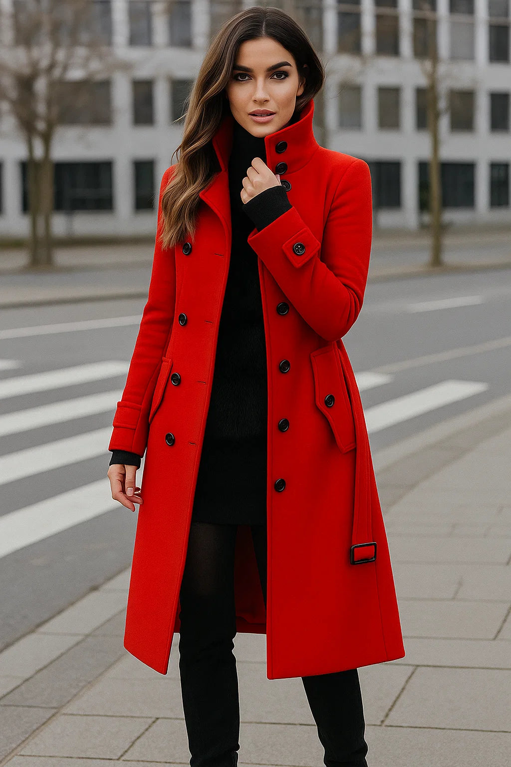 Manteau Long Structuré À Boutons | Élégant Et Citadin | Idéal Pour L’Hiver Ou Le Bureau