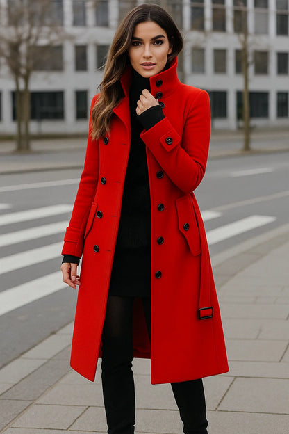 Manteau Long Structuré À Boutons | Élégant Et Citadin | Idéal Pour L’Hiver Ou Le Bureau
