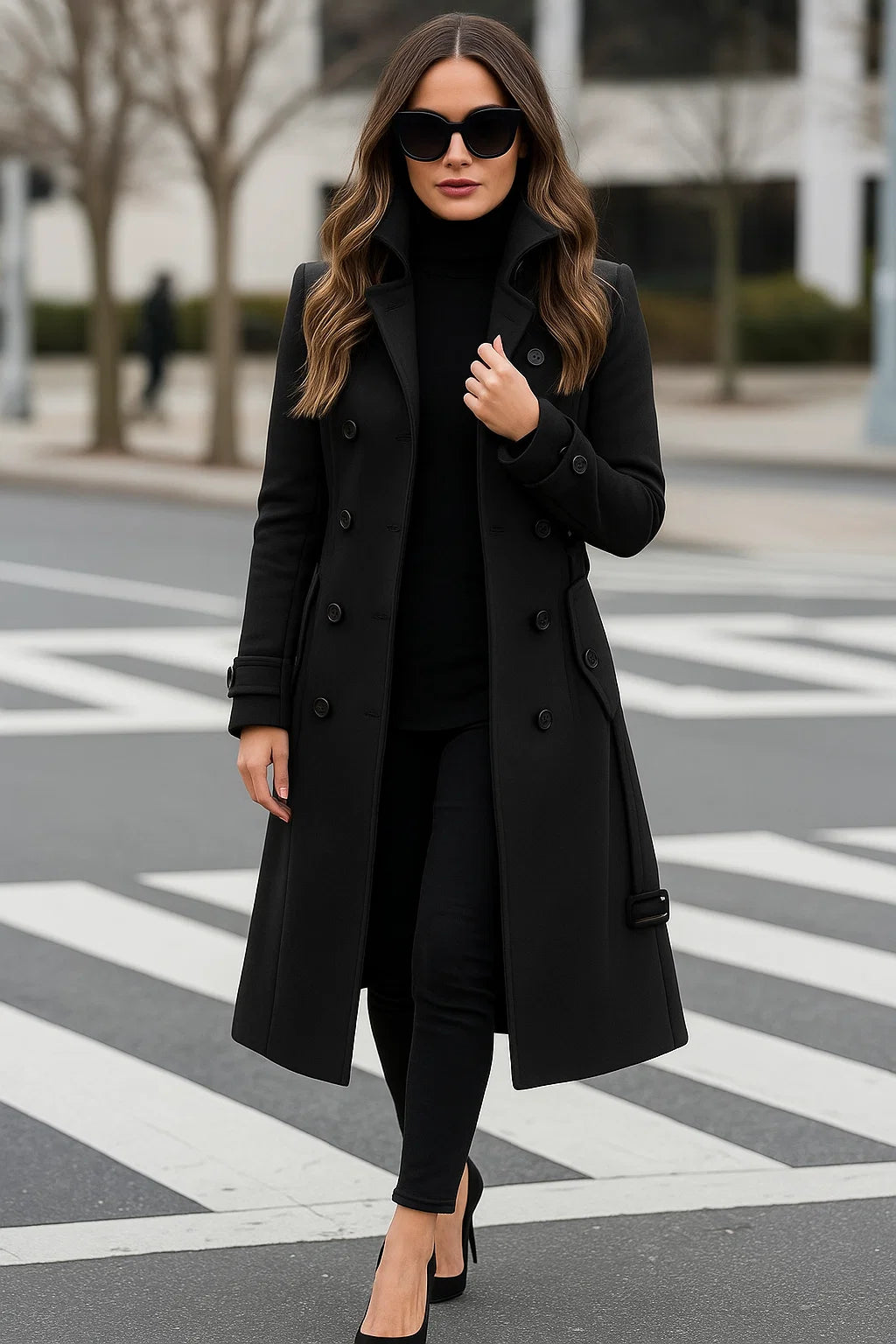 Manteau Long Structuré À Boutons | Élégant Et Citadin | Idéal Pour L’Hiver Ou Le Bureau