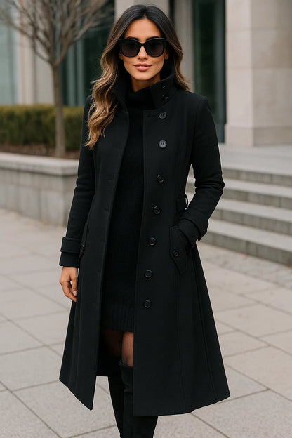 Manteau Long Structuré À Boutons | Élégant Et Citadin | Idéal Pour L’Hiver Ou Le Bureau