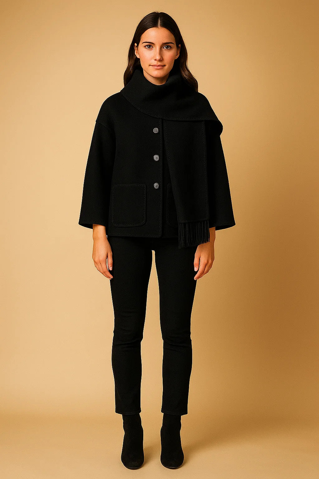 Manteau À Franges Et Style Raffine Contrastées | Coupe Ample Et Douce | Idéal Pour La Mi-Saison Ou Les Looks Décontractés