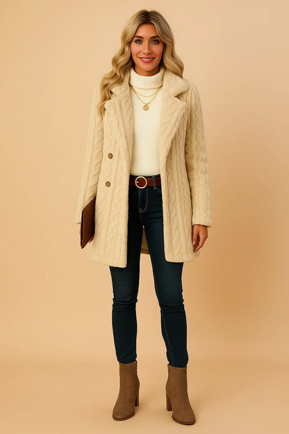 Manteau En Maille Torsadée Douce | Confort Et Style | Parfait Pour L’Hiver Et Les Looks Décontractés