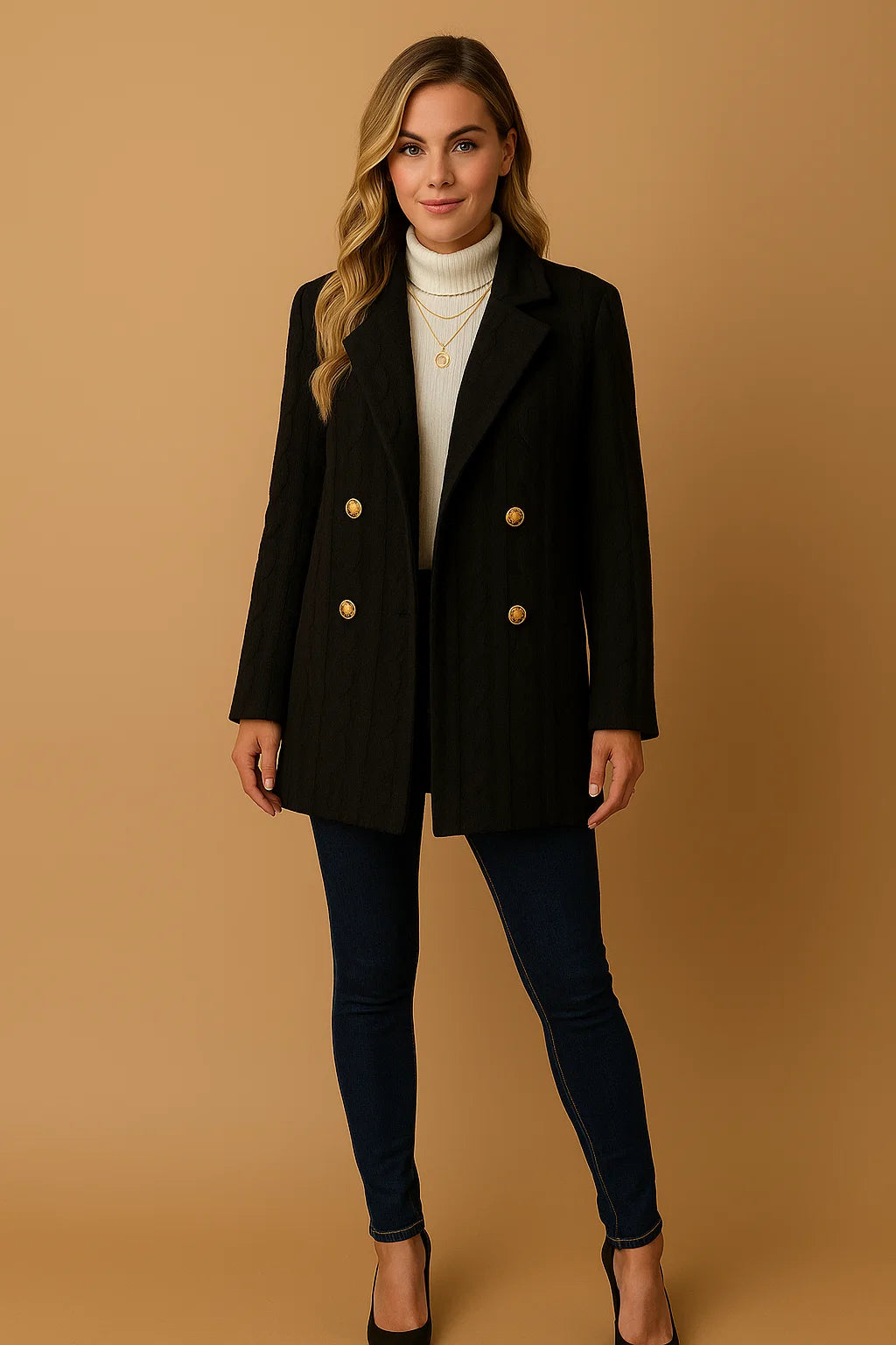 Manteau En Maille Torsadée Douce | Confort Et Style | Parfait Pour L’Hiver Et Les Looks Décontractés