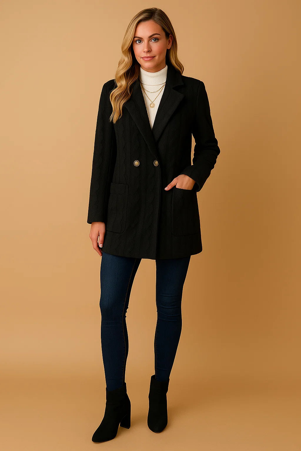 Manteau En Maille Torsadée Douce | Confort Et Style | Parfait Pour L’Hiver Et Les Looks Décontractés