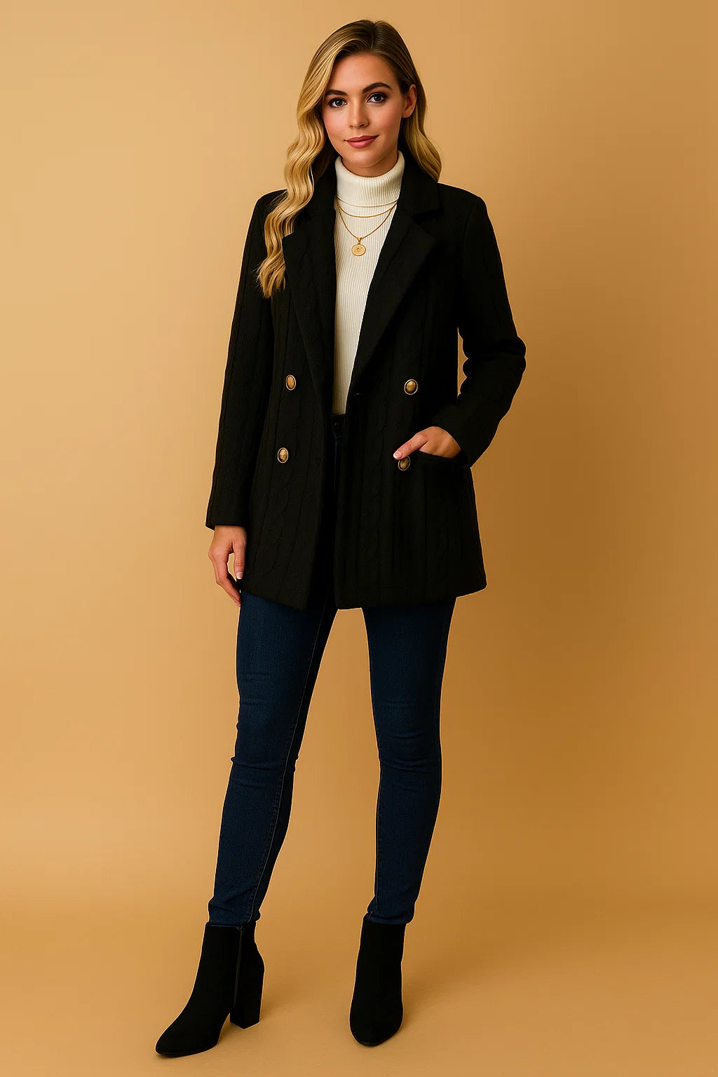 Manteau En Maille Torsadée Douce | Confort Et Style | Parfait Pour L’Hiver Et Les Looks Décontractés