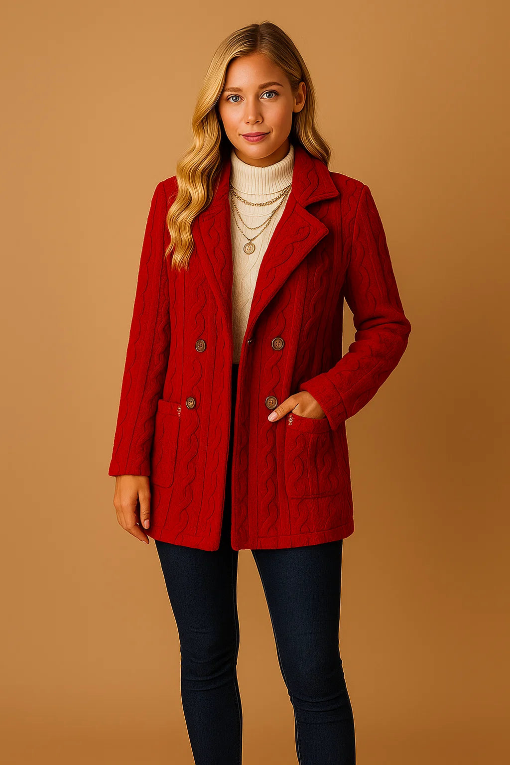 Manteau En Maille Torsadée Douce | Confort Et Style | Parfait Pour L’Hiver Et Les Looks Décontractés