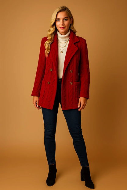 Manteau En Maille Torsadée Douce | Confort Et Style | Parfait Pour L’Hiver Et Les Looks Décontractés