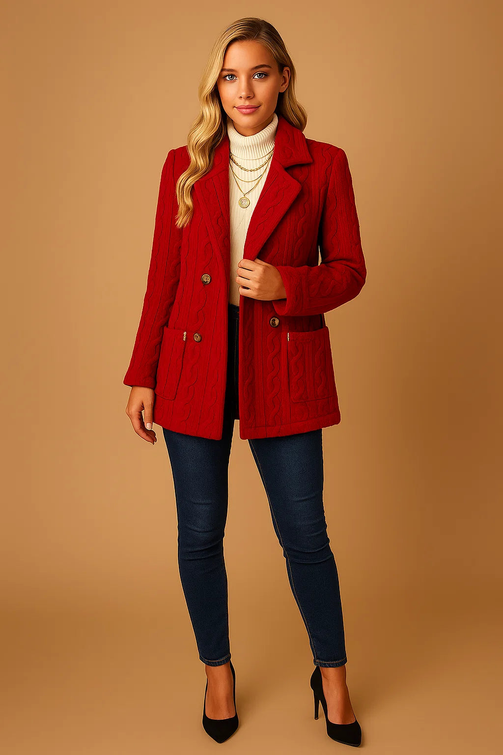 Manteau En Maille Torsadée Douce | Confort Et Style | Parfait Pour L’Hiver Et Les Looks Décontractés