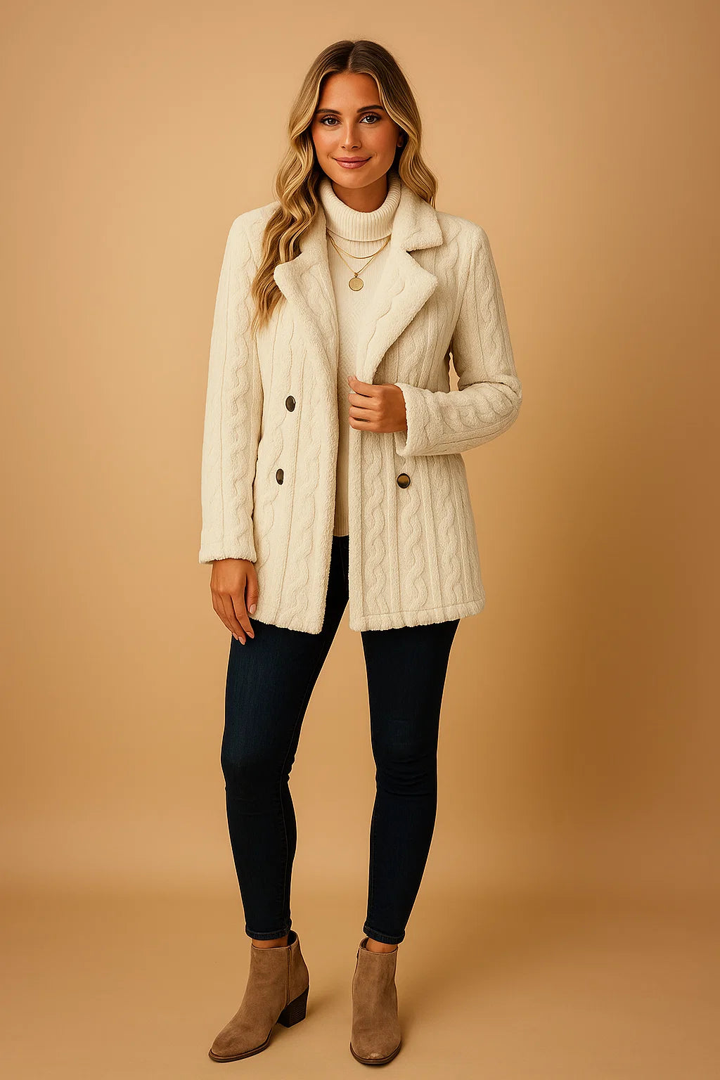 Manteau En Maille Torsadée Douce | Confort Et Style | Parfait Pour L’Hiver Et Les Looks Décontractés