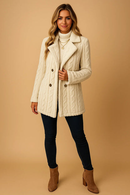 Manteau En Maille Torsadée Douce | Confort Et Style | Parfait Pour L’Hiver Et Les Looks Décontractés