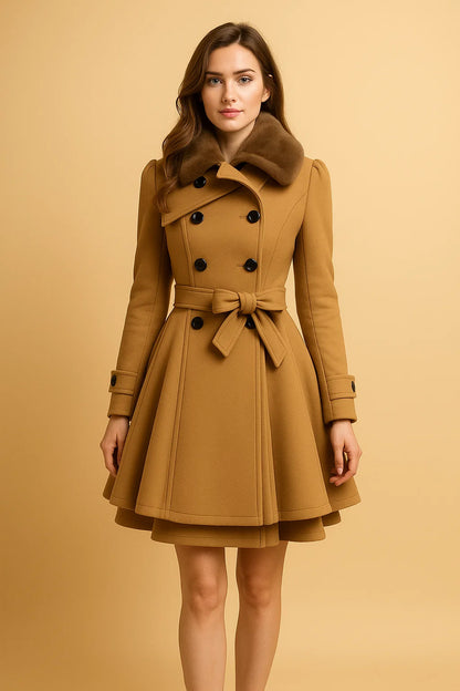 Manteau Cintré À Col Doux Et Ceinture | Silhouette Flatteuse Et Tissu Confortable | Idéal Pour L’Hiver Ou Les Occasions Habillées